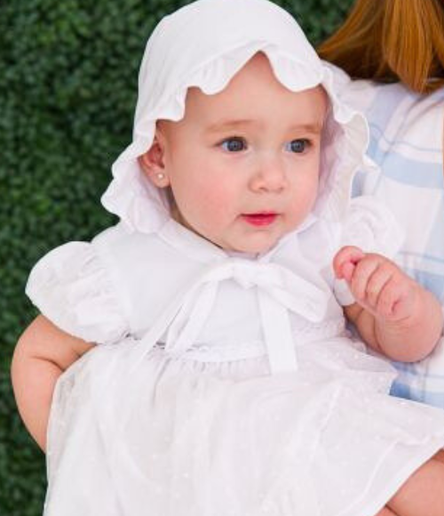 White Ruffled Edge Bonnet