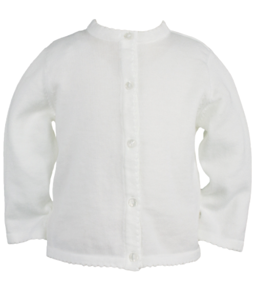 Scalloped Edge Cardigan in White