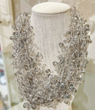 Grey Crystal Bead Cluster Necklace