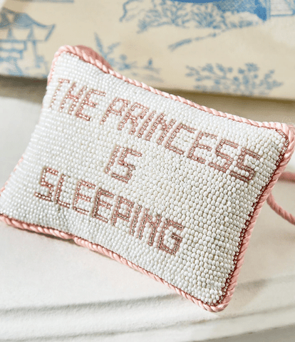 The Prince / Princess is Sleeping Hand-Beaded Pillow Door Hanger