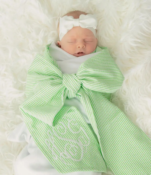 Seersucker Bow Swaddle Blanket - more colors