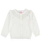 Cream Knit Ruffle Trim Cardigan
