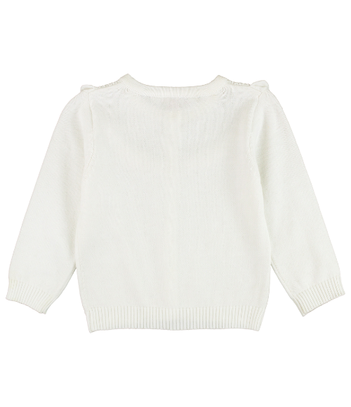 Cream Knit Ruffle Trim Cardigan