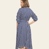 Nautical Striped Wrap Dress - Multiple Colors
