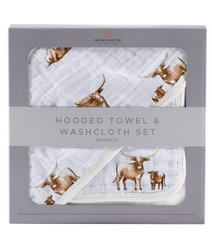 Organic Grey Stripe Hooded Towel