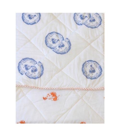 Blue Orange Nursery Bedding Baby Blanket