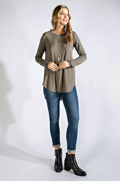 Round Neck Basic Top - Multiple Colors