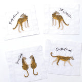 Party Leopard Embroidered Cocktail Napkin Set