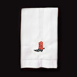 Texas Cowboy Boot Embroidered Tea Towel - Red/Black