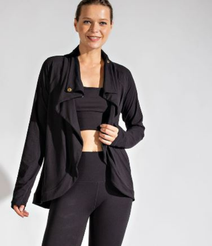 Plus Asymmetric Jacket with Cowl Neck - Multiple Colors