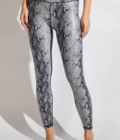 Plus Snake Chintz Grey & Charcoal Full Length Leggings