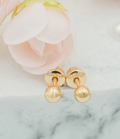 Gold Ball Stud Earrings for Baby & Kids