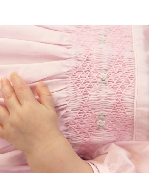 French Bubble with Diamond Smocking - Pink