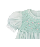 Fully Smocked Dress with French Lace - Mint