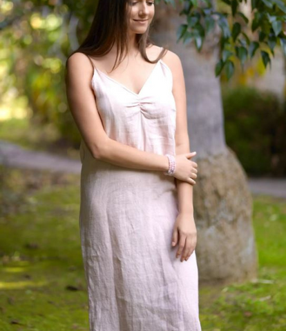 Kiko Linen Slip Dress - Gown in Blush Pink