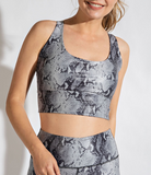 Plus Snake Chintz Grey & Charcoal Sports Bralette