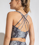 Plus Snake Chintz Grey & Charcoal Sports Bralette