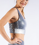 Plus Galaxy Foil Print Full Sports Bralette