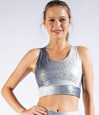 Plus Galaxy Foil Print Full Sports Bralette