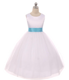 Satin Bow Sash Dress-White or Ivory