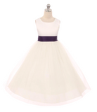 Satin Bow Sash Dress-White or Ivory