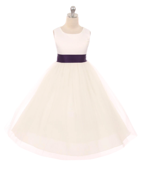 Satin Bow Sash Dress-White or Ivory