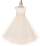 Satin Bow Sash Dress-White or Ivory