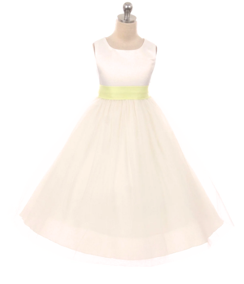 Satin Bow Sash Dress-White or Ivory