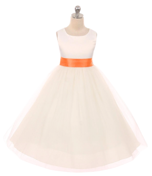 Satin Bow Sash Dress-White or Ivory