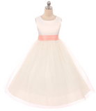 Satin Bow Sash Dress-White or Ivory