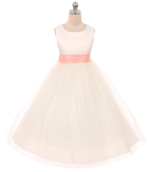 Satin Bow Sash Dress-White or Ivory