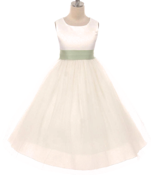 Satin Bow Sash Dress-White or Ivory