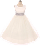 Satin Bow Sash Dress-White or Ivory