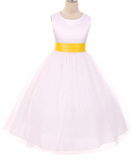 Satin Bow Sash Dress-White or Ivory