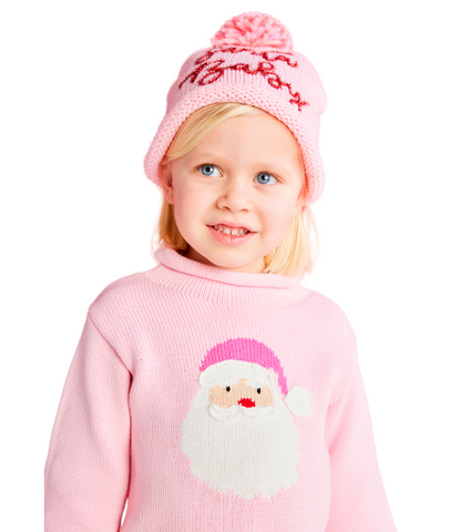 Pink Rollneck Santa Sweater