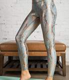 Plus Snake Foil Full Length Leggings in Antique Sage & Gold