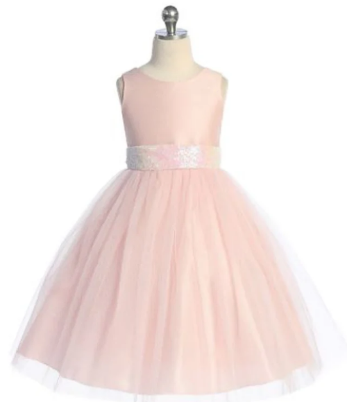 Pink Iridescent Bow Girls Dress