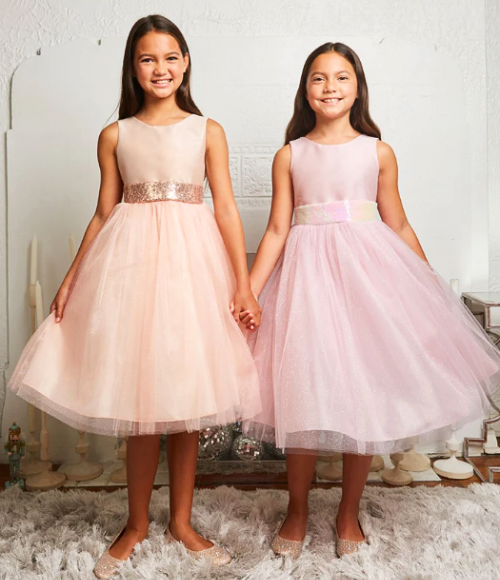 Pink Iridescent Bow Girls Dress