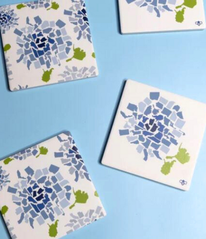 Blue Hydrangea 50 States Coaster Set