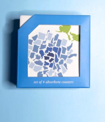 Blue Hydrangea 50 States Coaster Set