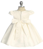 Classic Pleated Pearl Trim Baby Dress - Ivory or White