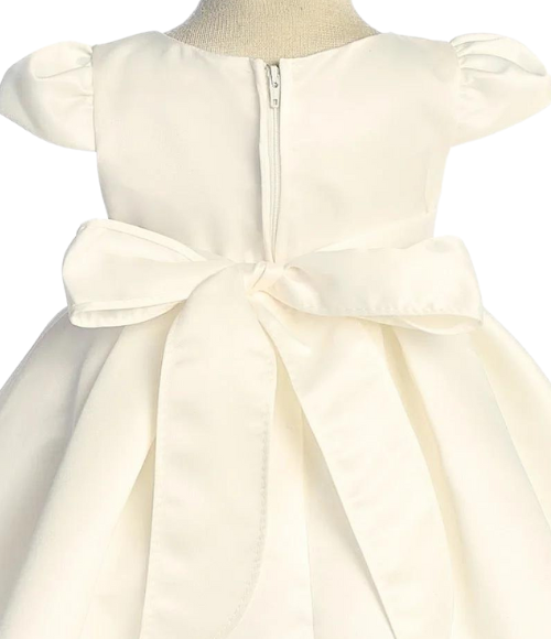 Classic Pleated Pearl Trim Baby Dress - Ivory or White