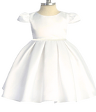 Classic Pleated Pearl Trim Baby Dress - Ivory or White