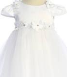 Floral Trim Satin & Tulle Baby Dress-Multiple Colors