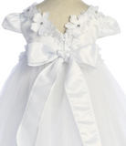 Floral Trim Satin & Tulle Baby Dress-Multiple Colors