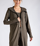 Plus Long Hooded Active Jacket - Multiple Colors