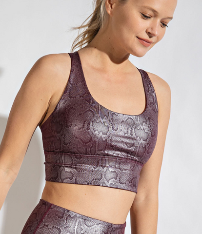 Plus Snake Fog Foil Print Sports Bralette - Multiple Colors
