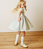 Blue & Green Floral Proper Dress