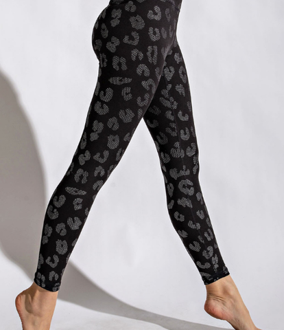 Plus Geo Foil Print Full Length Leggings