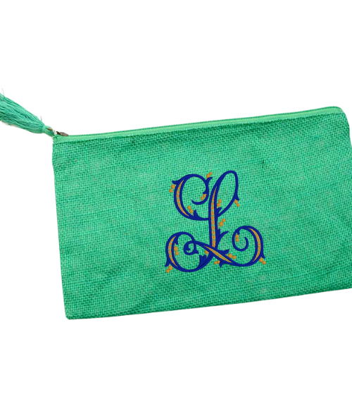 Jute Zipper Pouch - multiple colors